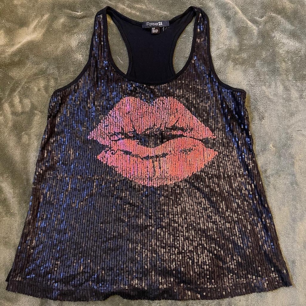 Kiss Sequined Tank Top